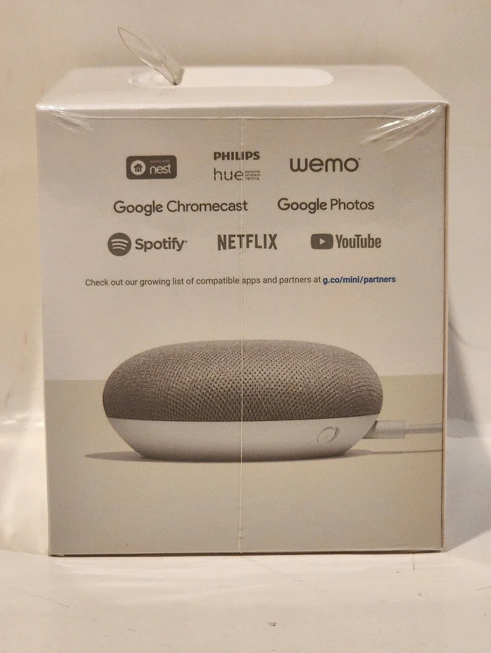 Google Home Mini Chalk Smart Speaker Wi-Fi Voice Control Google Assistant-Sealed